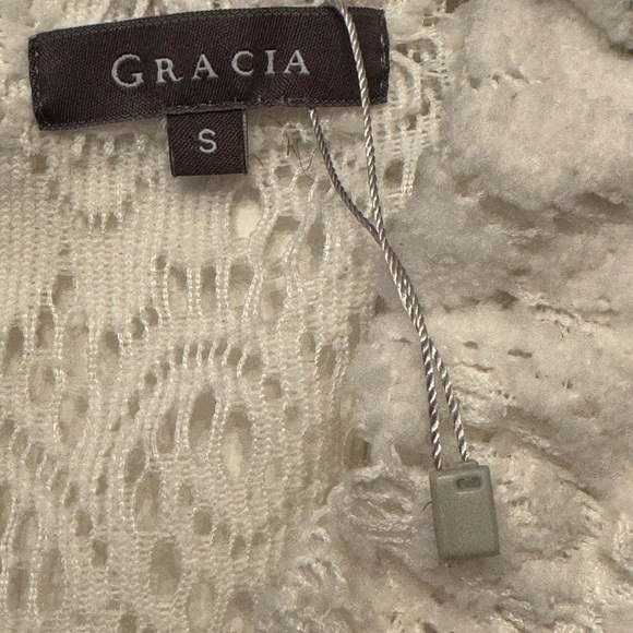 Gracia Italy Ruffle Neck Trapeze Top White sz S - Picture 6 of 7